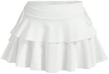 OYOANGLE Women's Plus Size High Waisted Knot Side Layered Hem Short Skirt Y2K A Line Ruffle Skirts White X-Large Plus