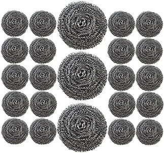 XXJXING 24 Pack Stainless Steel Scourers Sponges,Steel Wool scrubbers for stoves, pots, Cooker Hoods, etc. That are Difficult to Clean (24 Pack-Medium 20 Gram)