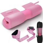 Barbell Squat Pad Set Nylon Padding AntiSlip- Thick Foam Barbell Pad for Squats Cushion, Lunges&Bar Padding for Hip Thrusts - Standard Olympic Weight Bar Pad -With Wrist Straps for Weightlifting (Pink)