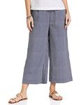 Amazon Brand - Myx Women's Loose Palazzo (MRCoreBT01_Indigo Stripes_L)