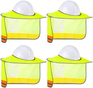 Elsjoy 4 Pack Hard Hat Sun Shade, Full Brim Hard Hat Sun Shield Neck Cover Protector with Reflective Strip, High Visibility Mesh Sun Visor for Hard Hat Accessories