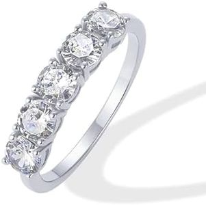 PAVOI 14K Gold Plated Premium Cubic Zirconia Engagement Ring for Women | Promise Eternity Ring Jewelry, 5, White Gold, Cubic Zirconia