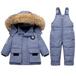 StarTreene Kids Boys Girls Snowsuit Winter Hooded Down Coat Jacket +Bib Pants Snow Trousers 2pcs Clothing Set