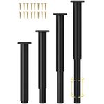 Wlrrcwdttc Metal Furniture Legs 12 inch Cabinet Sofa Legs Adjustable Height (10-17 inch) Heavy Support Leg for Dresser/Couch/Bed/Chair/TV Cabinet/Coffee Table/Desk, Legs for Furniture Set of 4 - Black