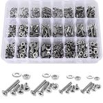 900PCS Nuts and Bolts Assortment Kit for Home Projects - Stainless Steel Machine Screws Assortment Kit, SAE Assorted Screw Set, Phillips Flat Head Screws Washers Nuts with Case (#4-40#6-32#8-32#10-24)