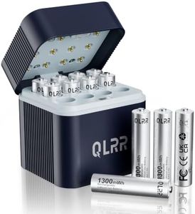 QLRR 12-Pack Rechargeable AAA Batteries Lithium with Charger, 1300mWh 1.5V