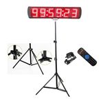 GANXIN Portable 5'' High Character 6 Digits LED Race Timing Clock with Tripod for Running Events, Countdown/up Digital Timer, by Remote Control