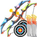 Bigdream Detachable Kids Bow and Arrow Toy 2 Sets, LED Light Up Archery Toys with Suction Cups Arrows, Outdoor Indoor Shooting Games Toys for Boys Grils Birthday Gifts