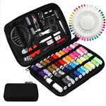 JUNING Sewing Kit with Case, 130 pcs Sewing Supplies for Home Travel and Emergency, Kids Machine, Contains 24 Spools of Thread of 100m, Mending and Sewing Needles, Scissors, Thimble, Tape Measure etc…