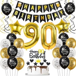 Decoracion 90 años cumpleaños Hombre Mujer, Globos 90 cumpleaños oro negro, Decoracion cumpleaños 90 años Hombre globos, Decoracion tarta 90 cumpleaños Hombre Globos cumpleaños 90 años Mujer Deco