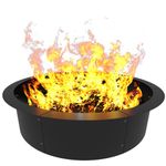 AnBaiMei Round Outdoor Fire Pit Ring Insert 31-Inch Inner 35-Inch Outer Diameter, Heavy Duty Metal Steel DIY Firepit Liner Campfire Rings for Outside Wood Burning Above or In-Ground, Black