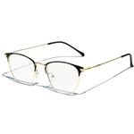 KANASTAL Gold Blue Light Glasses Mens Half Frame Blue Light Blocking Glasses Womens Metal Computer bluelight Anti Glare Glasses Gaming - Gold Frame Clear Lens