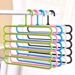 Primelife 5 Layer Pants Clothes Hanger Wardrobe Storage Organizer Rack (Set of 5), 32l x 1b x 33h cm (Assorted Colour) Plastic