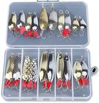 DONQL Fishing Lures Metal Spoons Hard Baits 20pcs Set Metal Fishing Lures Spinner Baits Fish Treble Hooks Tackle Salmon Bass (Set B)