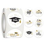 500pcs Graduation Party Decorations Stickers Roll, Round Graduation Hat Stickers Self Adhesive Paper Labels for Graduation Prom Party Gifts Decorations Cards Making Envelopes Sealing, 2.5cm/1inch