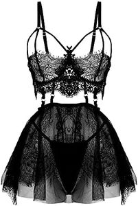 SPORCLO Plus Size Lingerie for Women Lace Black Babydoll Sexy Mesh High Waisted Nightdress Strappy Exotic Sleepwear, Black, 3X-Large