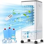 Evaporative Air Cooler, 3-IN-1 Portable Air Conditioner Humidifier Cooling Fan, 3 Speed, 60° Oscillation, Remote Control & 1-7H Timer, 60W Energy Saving Portable Space Cooler for Home Office Dorm