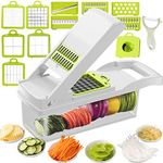 Vegetable Chopper Onion Chopper Dicer Pro 15 in 1 Multifunctional Food Chopper, Kitchen Mandoline Slicer Veggie Cutter Potato Tomato Garlic Salad Chopper with Container, White