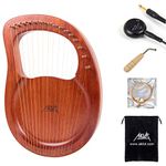 AKLOT Lyre Harp,16 Metal Strings Bone Saddle Mahogany Lye Harp with Tuning Wrench and Black Gig Bag