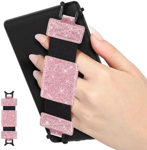 MoKo Soft Hand Strap for 6-8" Kindle eReaders Fire Tablet Kindle/Kobo/Voyaga/Lenovo/Sony Kindle E-Book Tablet,Black High-Elasticity Versatile Hand Strap Lightweight Finger Grip Holder,Flash Light Pink