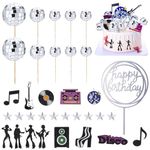 Disco Ball Cake Decorations, 35 PCS Disco Ball Cake Toppers Cupcake Toppers Cake Picks 1970s Disco Themed Cake Toppers for Disco Theme 70's Party Supplies (3 Size)