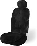 Zone Tech Genuine Sheepskin Black Car Seat Cover, Fluffy Luxury Wool Front & Rear Seat Covers, Universal Fits Car, Truck, SUV, & Van G (Black)