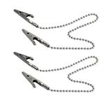 VASANA Pack of 2 Metal Ball Chain Napkin Fixing Clip Dental Bib Clasp Holder Lanyard Elderly Adult Bib Clip Neck Strap Length 12- Keep Your Napkin Securely Placed While Dining