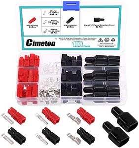 Cimeton 108Pcs Connectors Assortment Kit with 15/30/45 Amp Quick Disconnect Terminals Connectors Modular Power Connectors and PVC Cover Sleeves