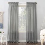 No. 918 Emily Sheer Voile Curtain Panel, 59" x 108", Charcoal Gray