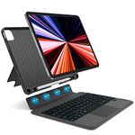 iPad Pro Keyboard Case for 12.9 inch iPad Pro (2021-5th/2020-4th/2018 3rd), WIWU Bluetooth Magnetic Detachable Keyboard with Soft Silicone Protective Case, Touchpad, Pencil Holder