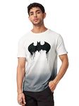 The Souled Store|Official Batman: Logo (Drip) Mens and Boys T-Shirts| Regular fit Graphic Printed| 100% Cotton White and Black Color Men T-Shirts