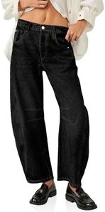 Imily Bela Women's Baggy Jeans, Boyfriend Style, Vintage, Wide Leg, Mid Rise Barrel Denim Ankle Trousers (Plus Sizes up to 4XL) Female Jeans, black, W27