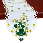 Simhomsen Irish Clover Table Runners for St. Patrick’s Day and Spring, Embroidered Shamrock Table Scarf, Decorations (14 × 70 Inch)