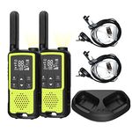 22 Channels FRS Radio Rechargeable NOAA 2 Pack with Gang Charger (F22-Fluorescent Green)