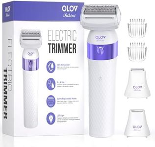 Bikini Trimmer, Electric Shaver for Women, IPX7 Waterproof Wet & Dry Electric Razors, Bikini Legs Underarm Public Hairs Rechargeable Trimmer with 3 Trimmer Heads-Purple