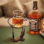 GUTE Fisherman Fishing Whiskey, Wine & Water Glass - Glass & Metal Cup Holder- Hook & Line Whiskey, Scotch, Liquor Cup Holder, Holds Cup, Great Gift for Fishing Enthusiasts, Boaters, Fathers, Sons