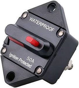 Bumbesti 50Amp Circuit Breaker,12V-48V DC Waterproof with Manual Reset for Auto Truck RV Marine, Panel Mount (50A)