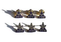 MASONIC LAPEL PIN BADGE/TIE PIN x6 GIFT PERSONALISED WITH YOUR OWN LODGE No SQUARE & COMPASS