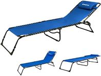 KingCamp Patio Lounge Chair Chaise Bed 3 Adjustable Reclining Positions Steel Frame 600D Oxford Folding Camping Cot with Removable Pillow for Camping Pool Beach Supports 300lbs