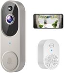 SHARKPOP 1080p Smart Wireless Video Doorbell Camera, Chime Ringer Included, AI Human Detection, 2.4G WiFi, Night Vision, Cloud Storage, 2-Way Audio, Live View, Battery Powered.