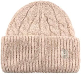 Tommy Hilfiger AW0AW13826 TH Timeless Cable Mase in Italy Women's Braid and Reverse Hat, TMF Sepia Pink, One Size