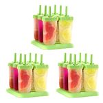 TONY STARK Set of 6 Plastic Reusable Ice Pop Makers, Homemade Popsicle Frozen Ice Cream Moulds Tray Kulfi Candy Ice Lolly Mold for Children & Adults (Green Color - Pack of 3)