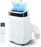 10,000 BTU Portable Air Conditioner for Rooms up to 450 sq. ft. 3-in-1 Smart Cooling System, Dehumidifier and Fan with Remote Control, Exhaust Hose and Window Kit
