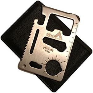 Ninja Outdoorsman 11 in 1 Stainless Steel Credit Card Pocket Sized Survival Multi-Functional Gadget Tool - Great Gift or Stocking Stuffer for Camping, Hiking or Emergency (Single, Silver)