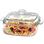 Casserole Dish with Lid Oven Safe 20cm 1.5L Covered Glass Casserole Dish with Handles