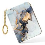 Nipichsha Credit Card Holder, Small RFID Card Wallet for Women, Slim Leather Card Holder Wallet, Credit Card Wallet Organizer, Pocket Business Card Case with Zipper & Keychain, Black Gold Marble,