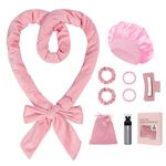 ZILAMPU Heatless Hair Curler, Heatless Hair Curlers to Sleep In Overnight Curls Headband, 70" Long Soft No Heat Curling Headband for Women Girl Long Wave Hair Rollers, 9 PCS Heatless Curl Set -Pink