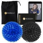 [Spikey Massage Ball Set] 2 x Spiky Ball - Spiky Massage Balls 9 CM - Spikey Ball Hard and Medium, Includes Free Video Instructions, Booklet & Bag – Premium Set