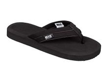 MIG - Mud Ice Gravel Mens Slip On Flip Flop Beach Sandals with Toe Post Design (8 to 9 UK (Large), Black & Black)