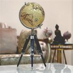 GLOBE DADDY Tripod Antique World Globe 8 Inch with Metal Stand for Home Decor & Office Table, Showpiece, Table top Accessory for Gifting and Learning - Yellow Color